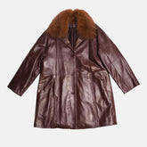 Cappotto in pelle con collo di pelliccia
