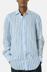 Barba Camicia bianco/blu uomo vintage second hand, fronte