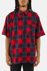 Camicia flanella vintage red blue, vista frontale