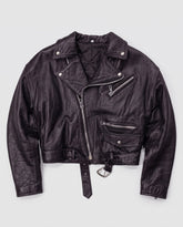 Bomber crop ecopelle nero donna vintage, fronte