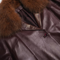 Cappotto in pelle con collo di pelliccia