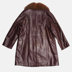 Cappotto in pelle con collo di pelliccia