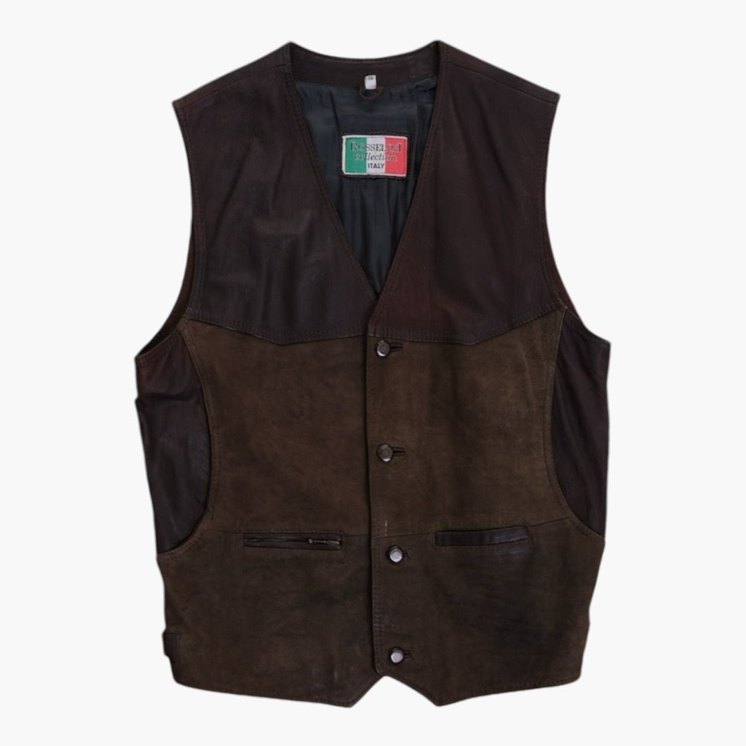 Gilet in pelle a contrasto