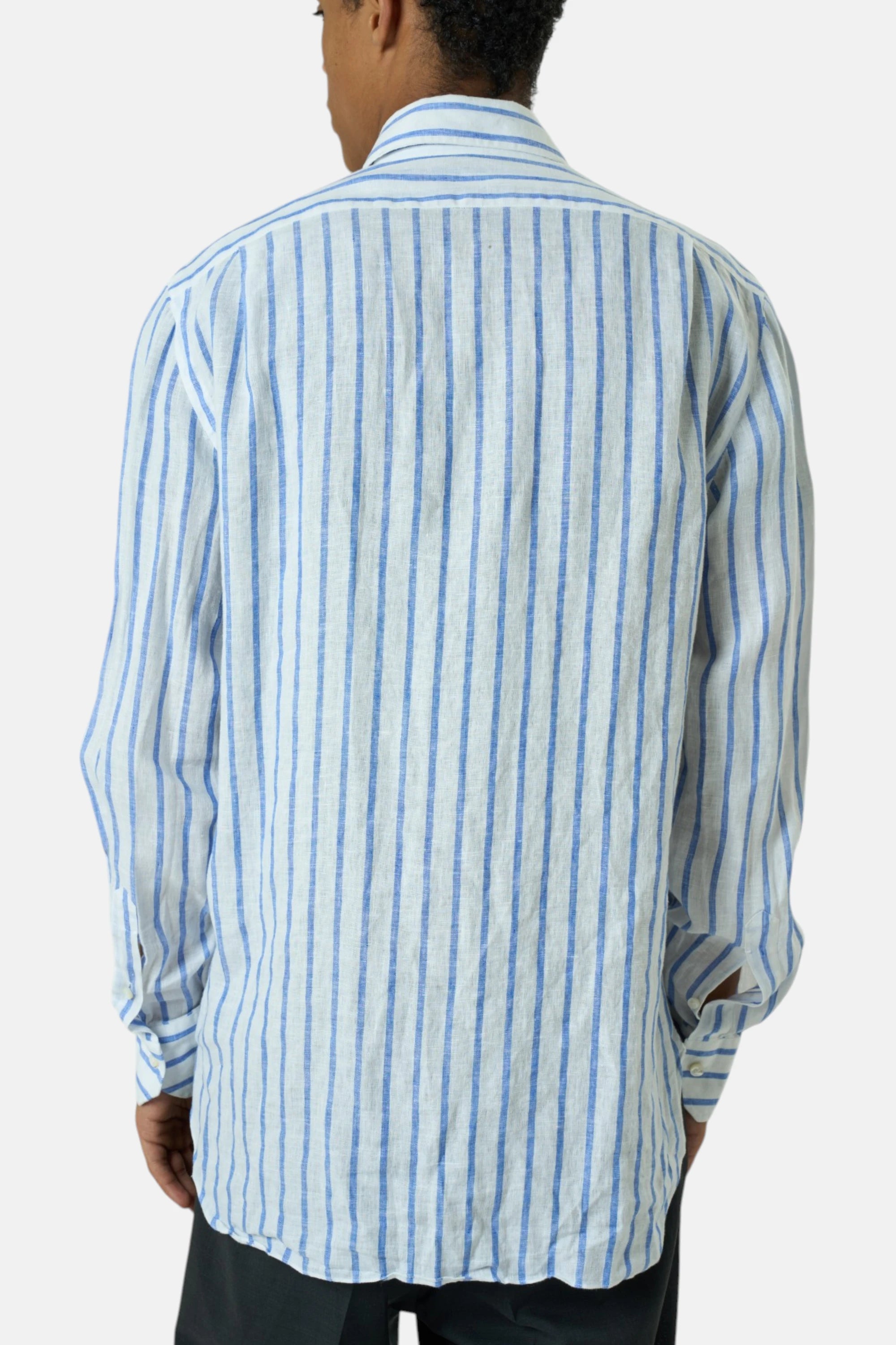Barba Camicia bianco/blu uomo vintage second hand, dettaglio