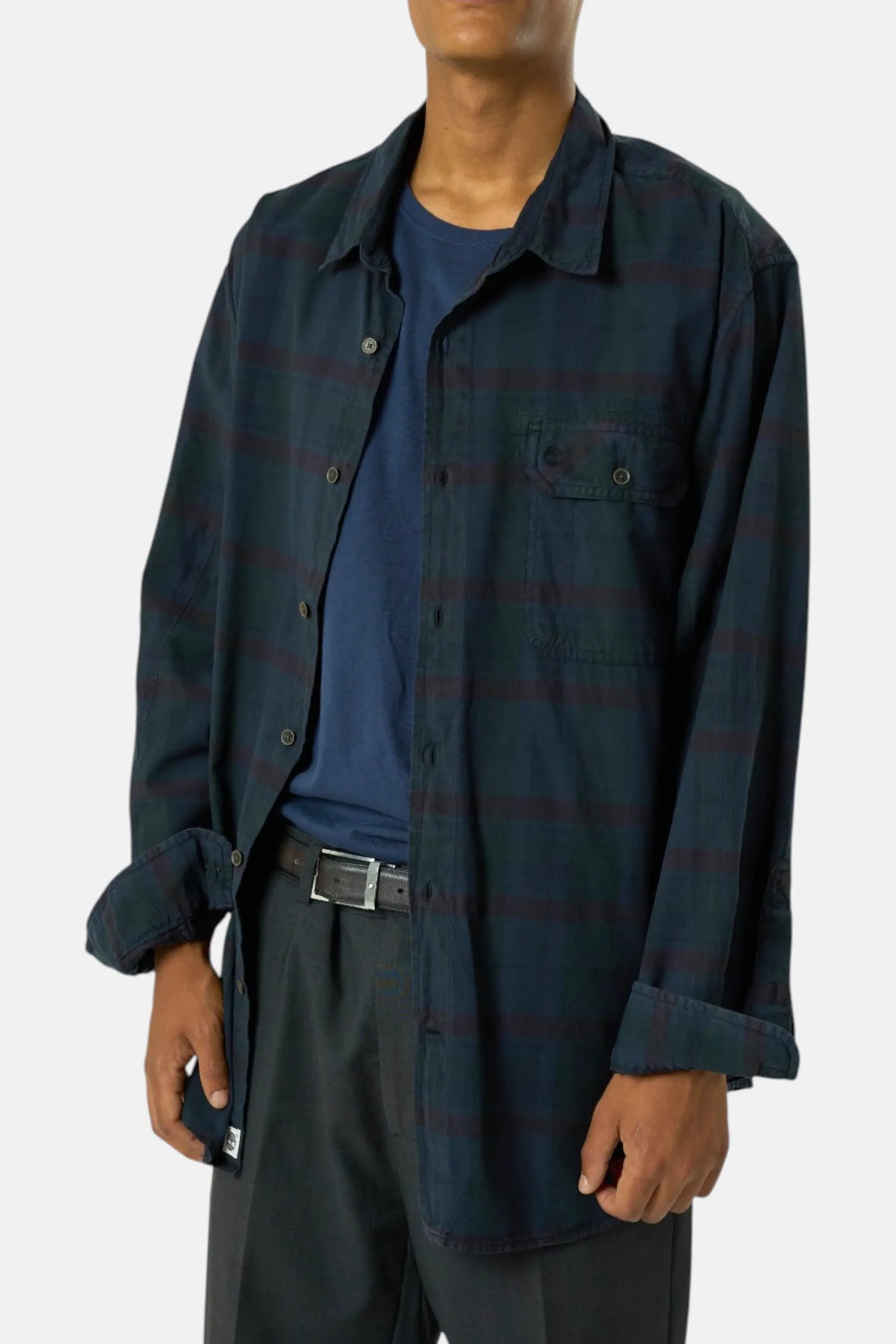 Timberland Camicia blu/nero uomo vintage second hand, fronte
