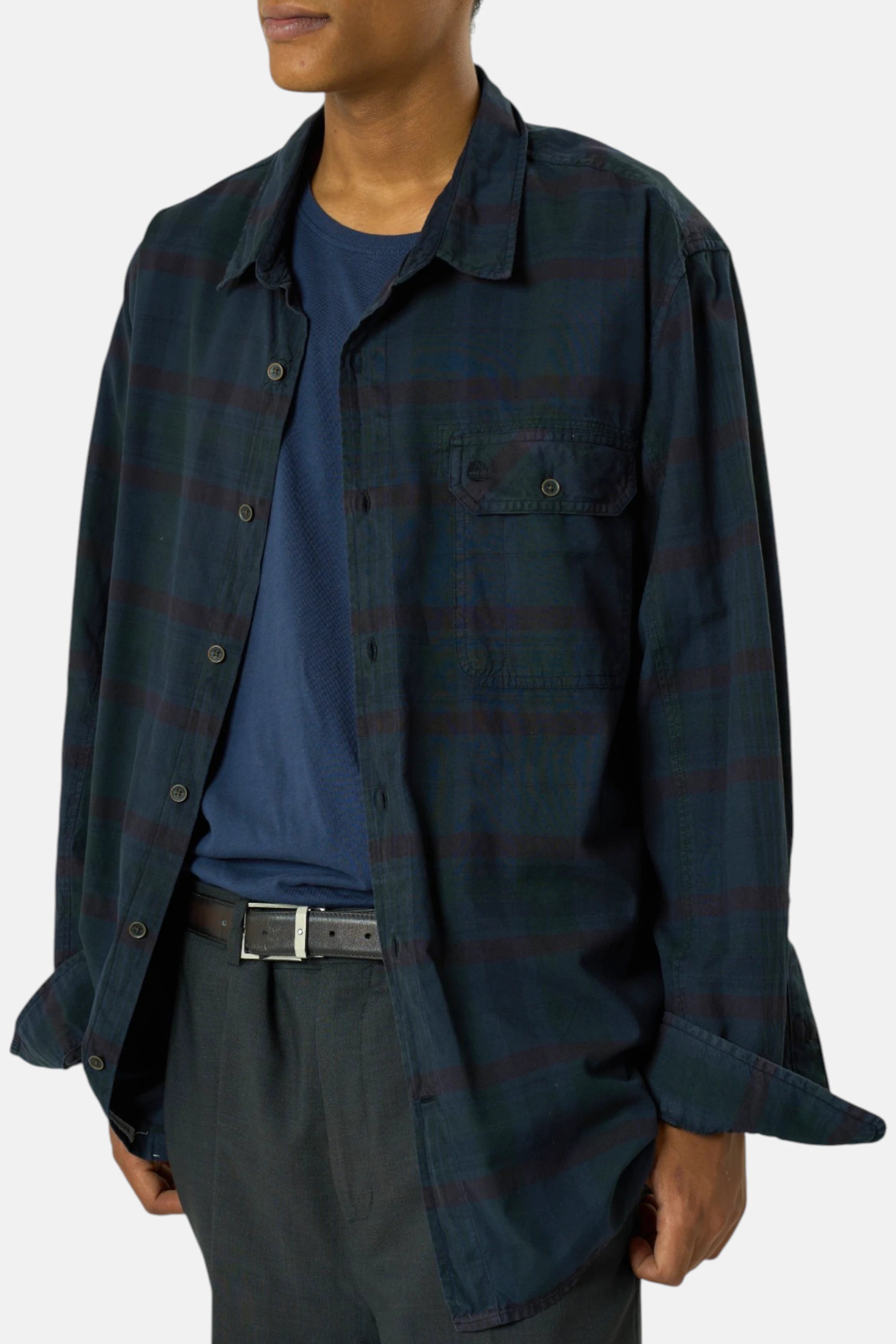 Timberland Camicia blu/nero uomo vintage second hand, retro