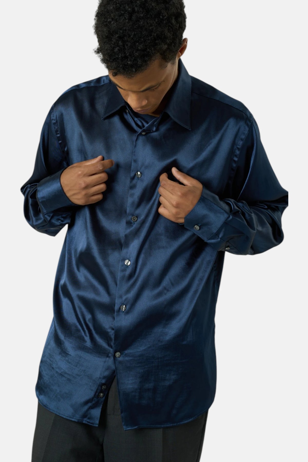 Versace Camicia blu navy uomo vintage second hand, fronte