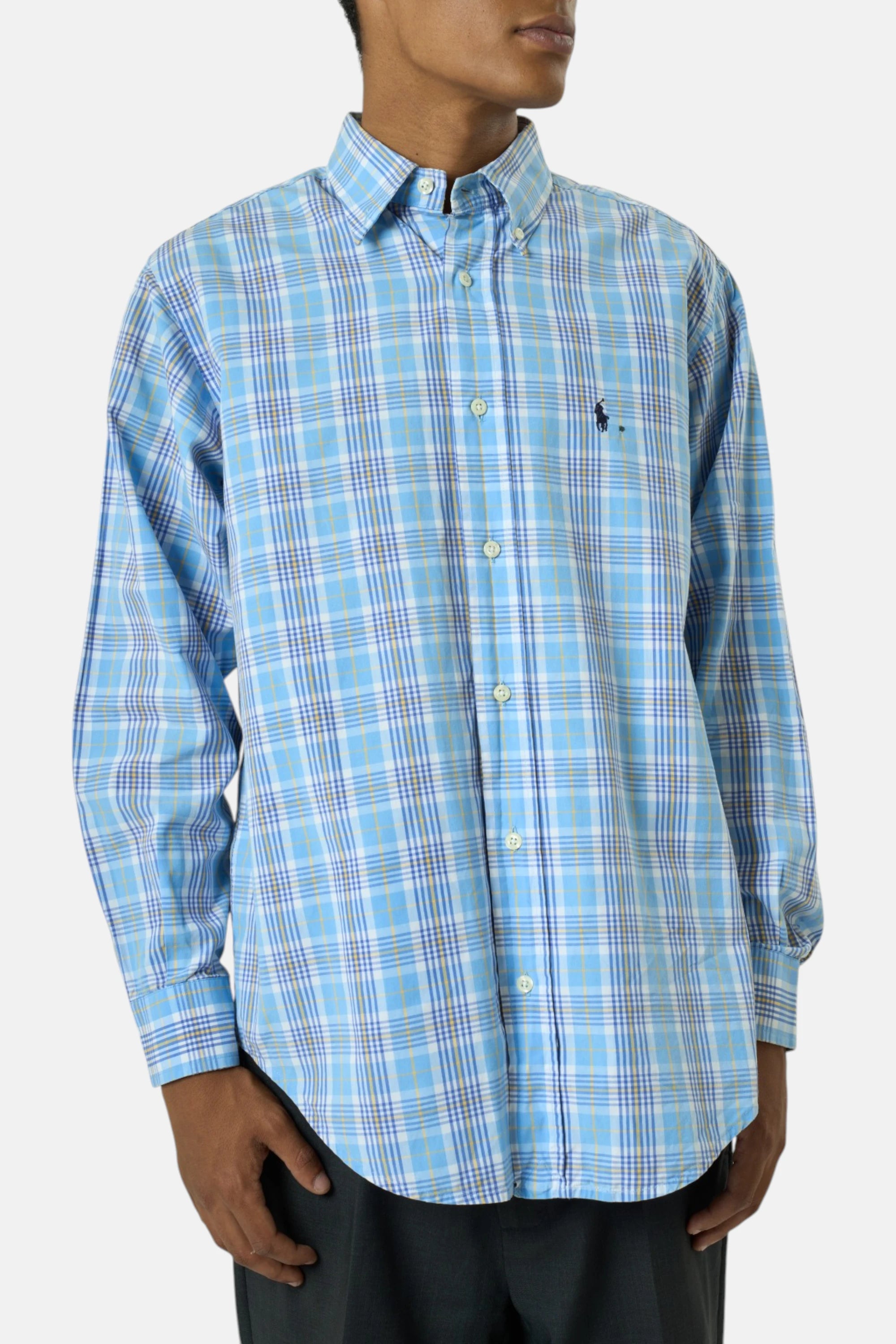 Murphy & Nye Camicia giallo uomo vintage second hand, dettaglio tessuto