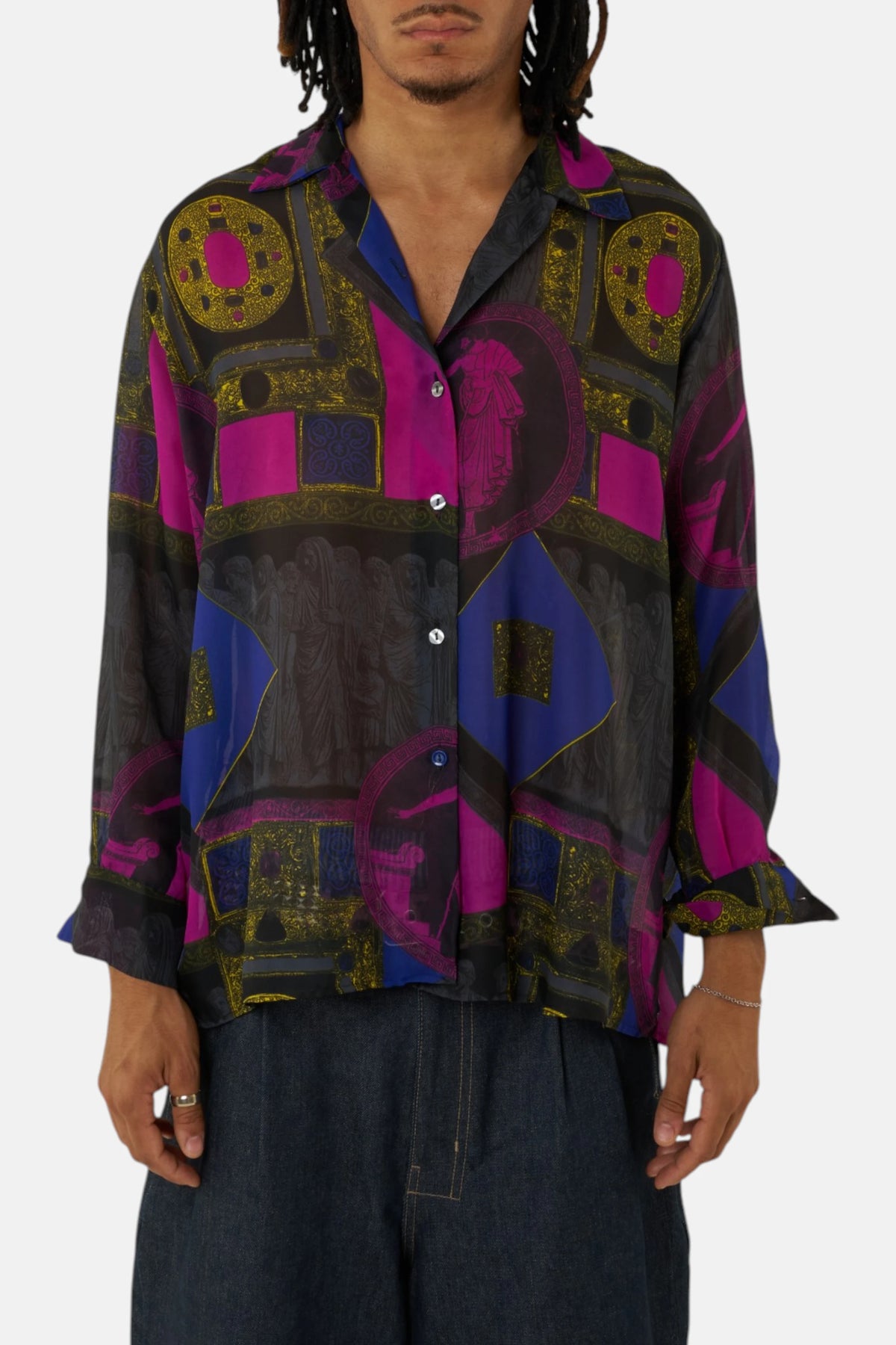 Gianni Versace camicia seta multicolor, vista frontale