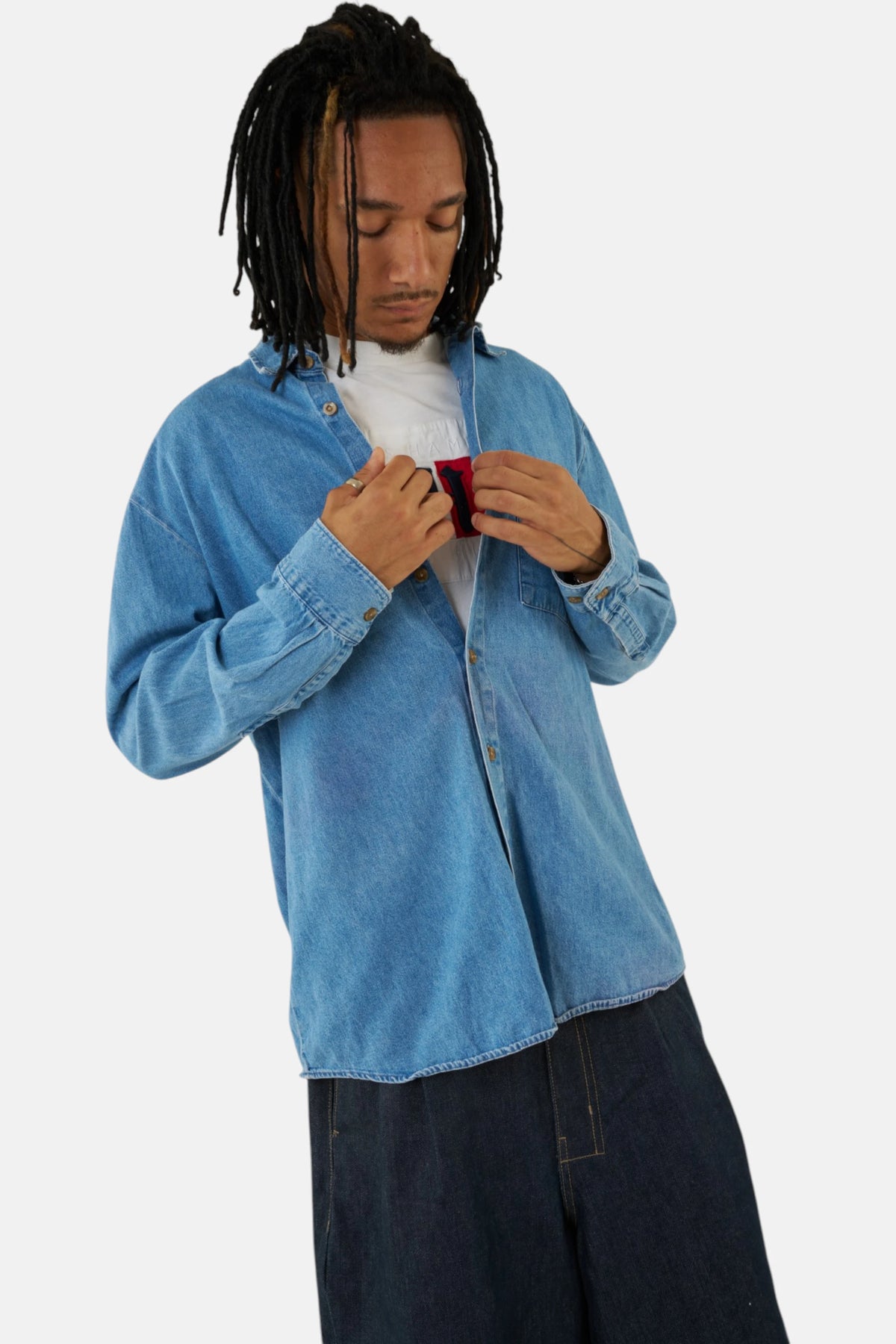 Dickies camicia denim blue jeans, vista frontale