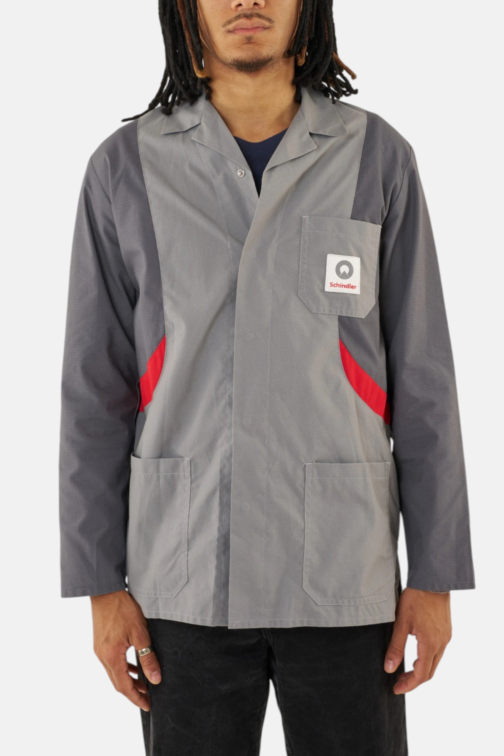 Vintage Workwear camicia Sandler grey red, vista frontale
