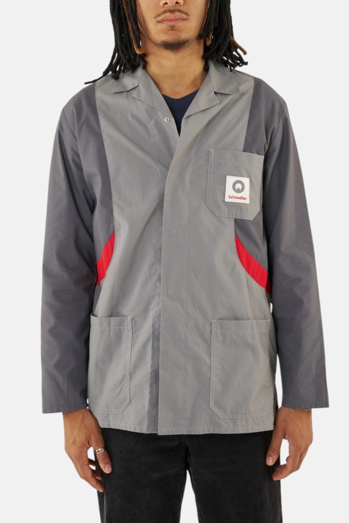 Vintage Workwear camicia Sandler grey red, vista frontale