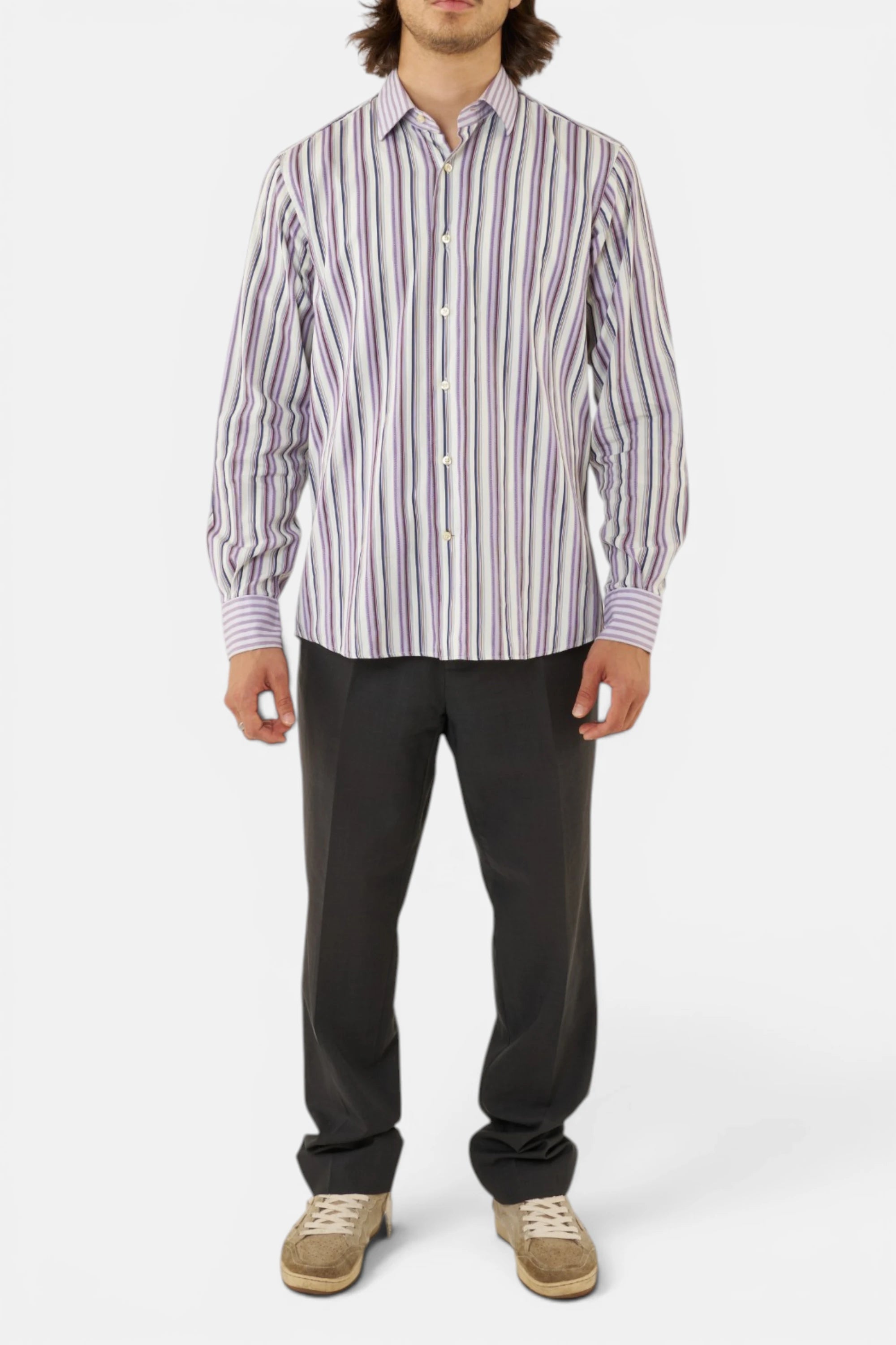 Etro camicia bianco violetto, vista frontale