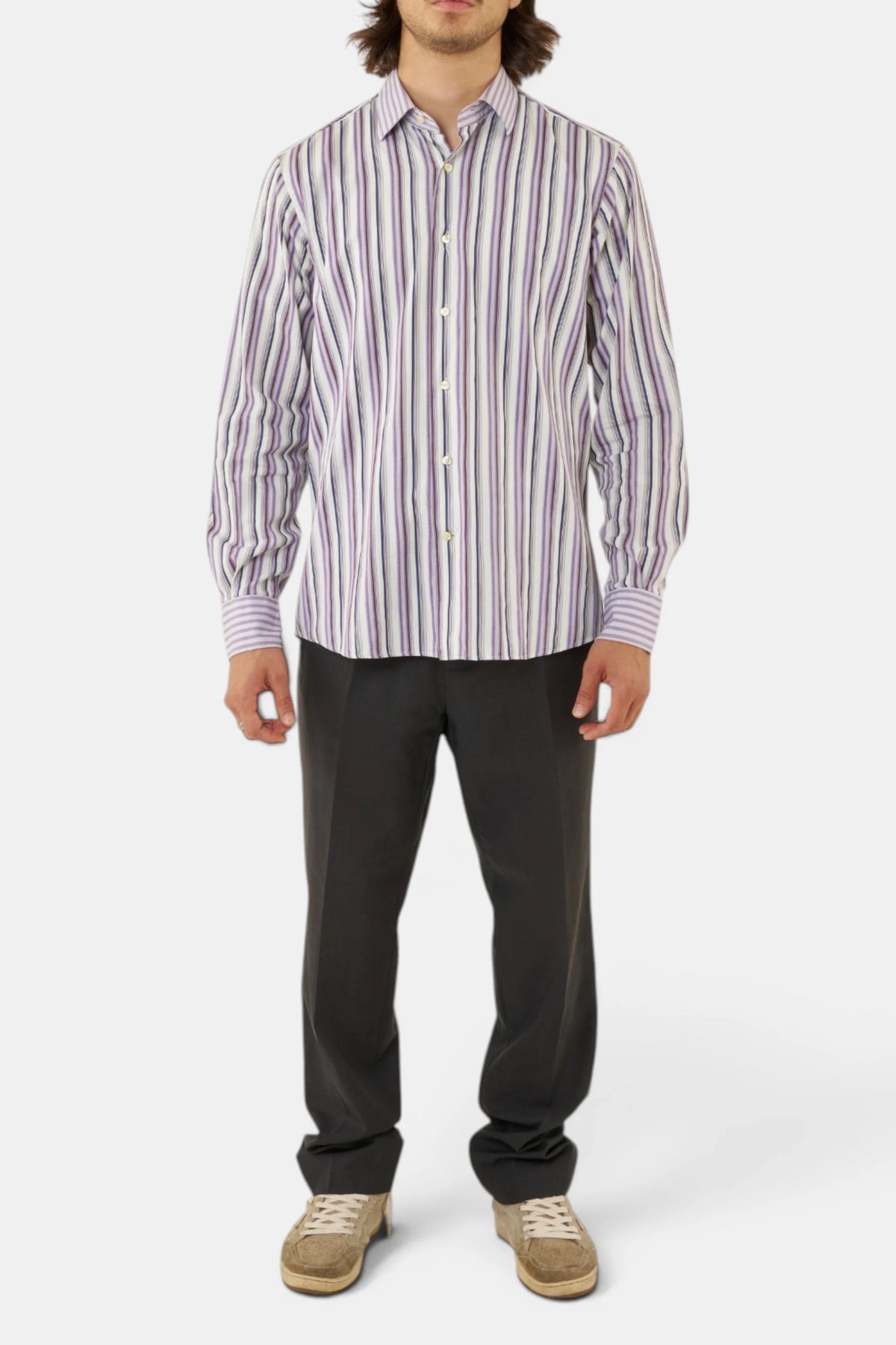 Etro camicia bianco violetto, vista frontale