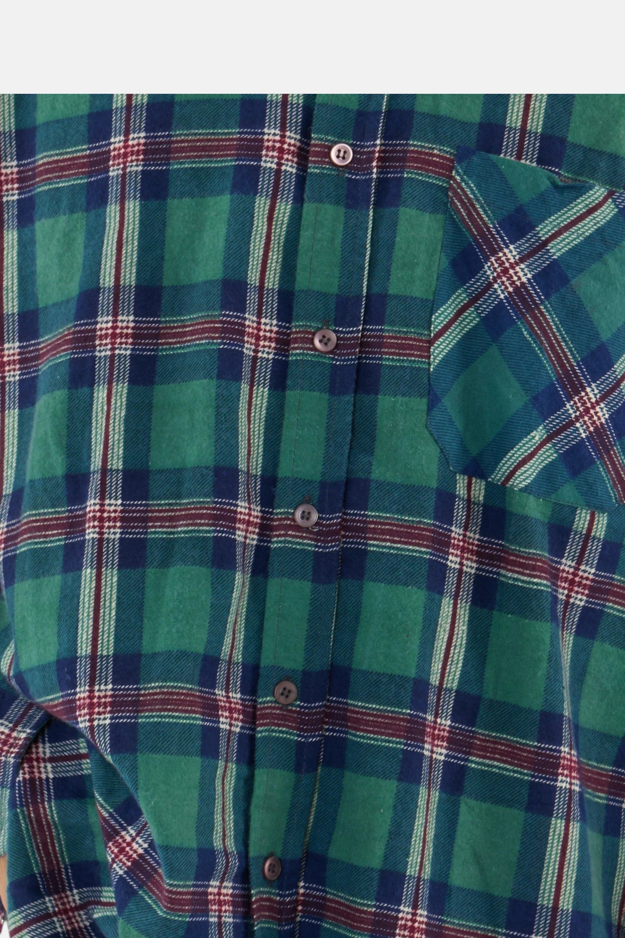 Camicia flanella vintage green blue red, vista frontale