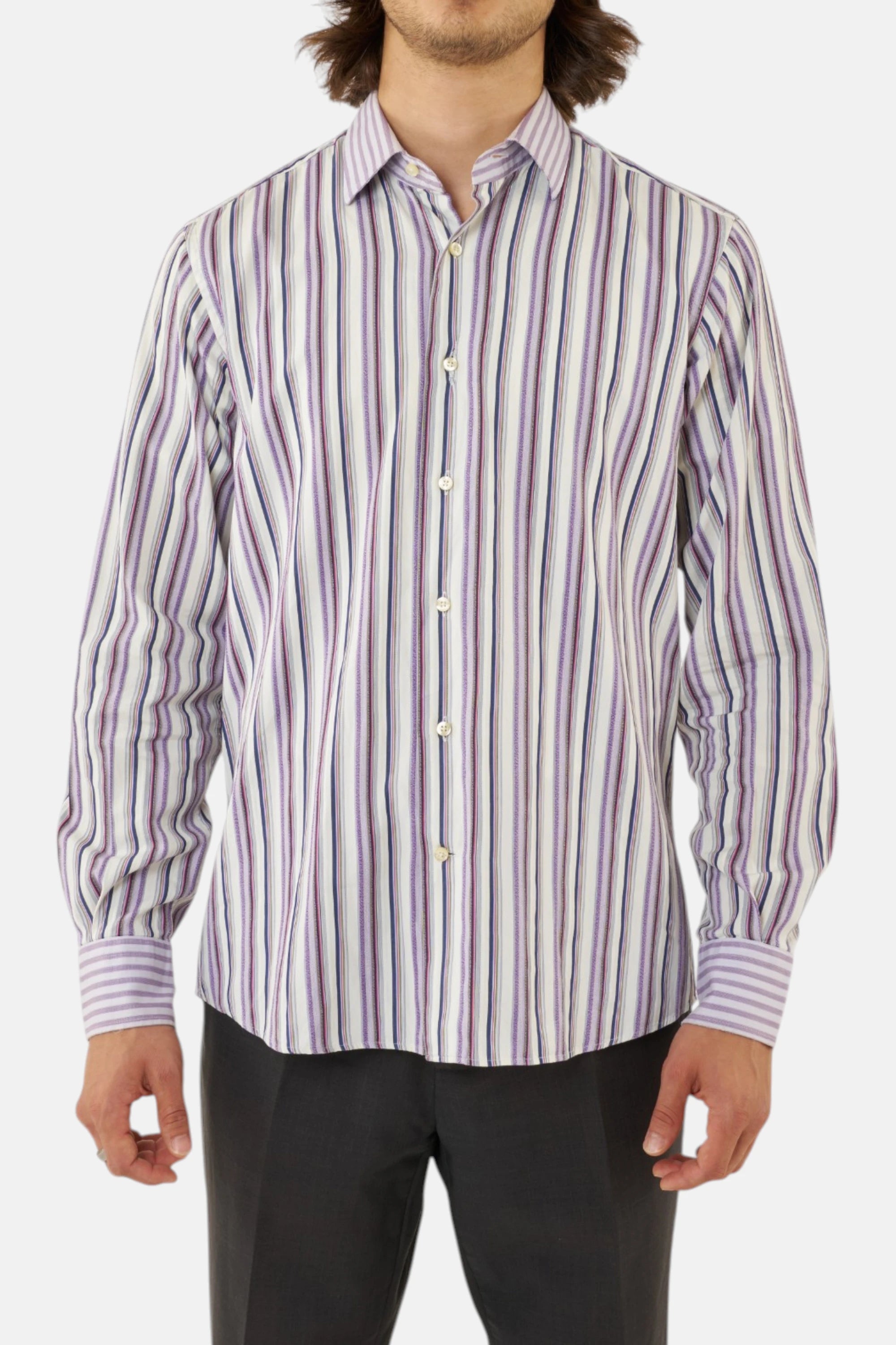 Etro camicia bianco violetto, vista posteriore