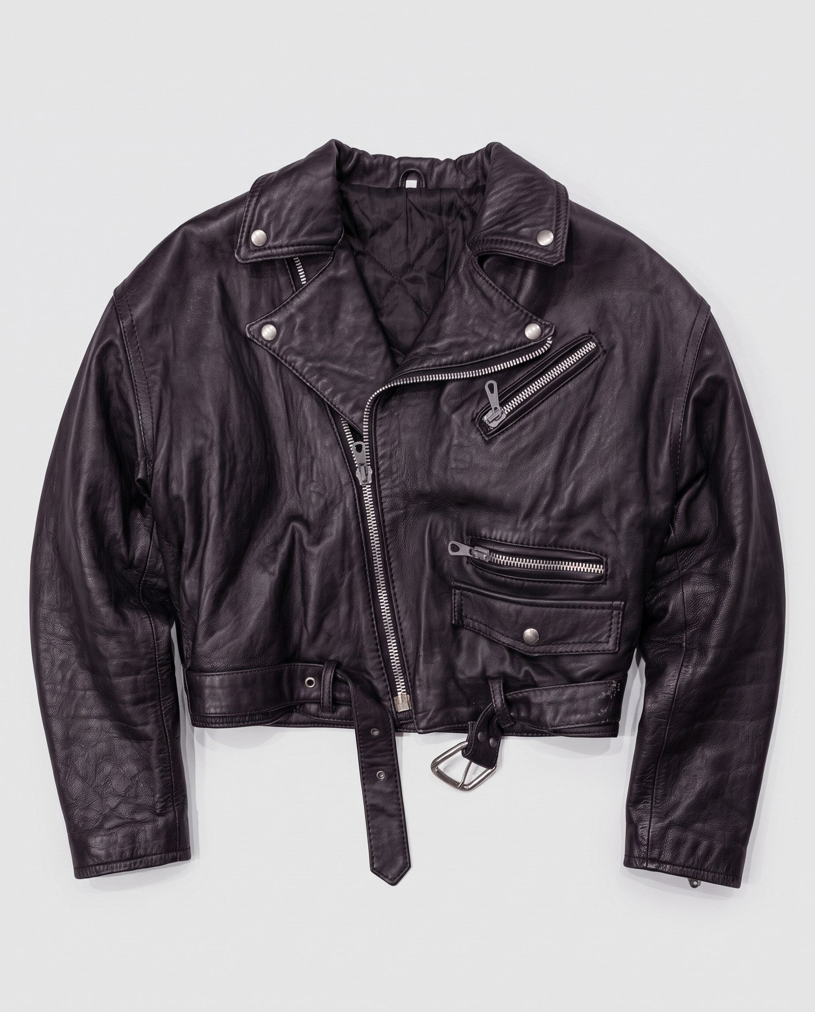Bomber crop ecopelle nero donna vintage, fronte