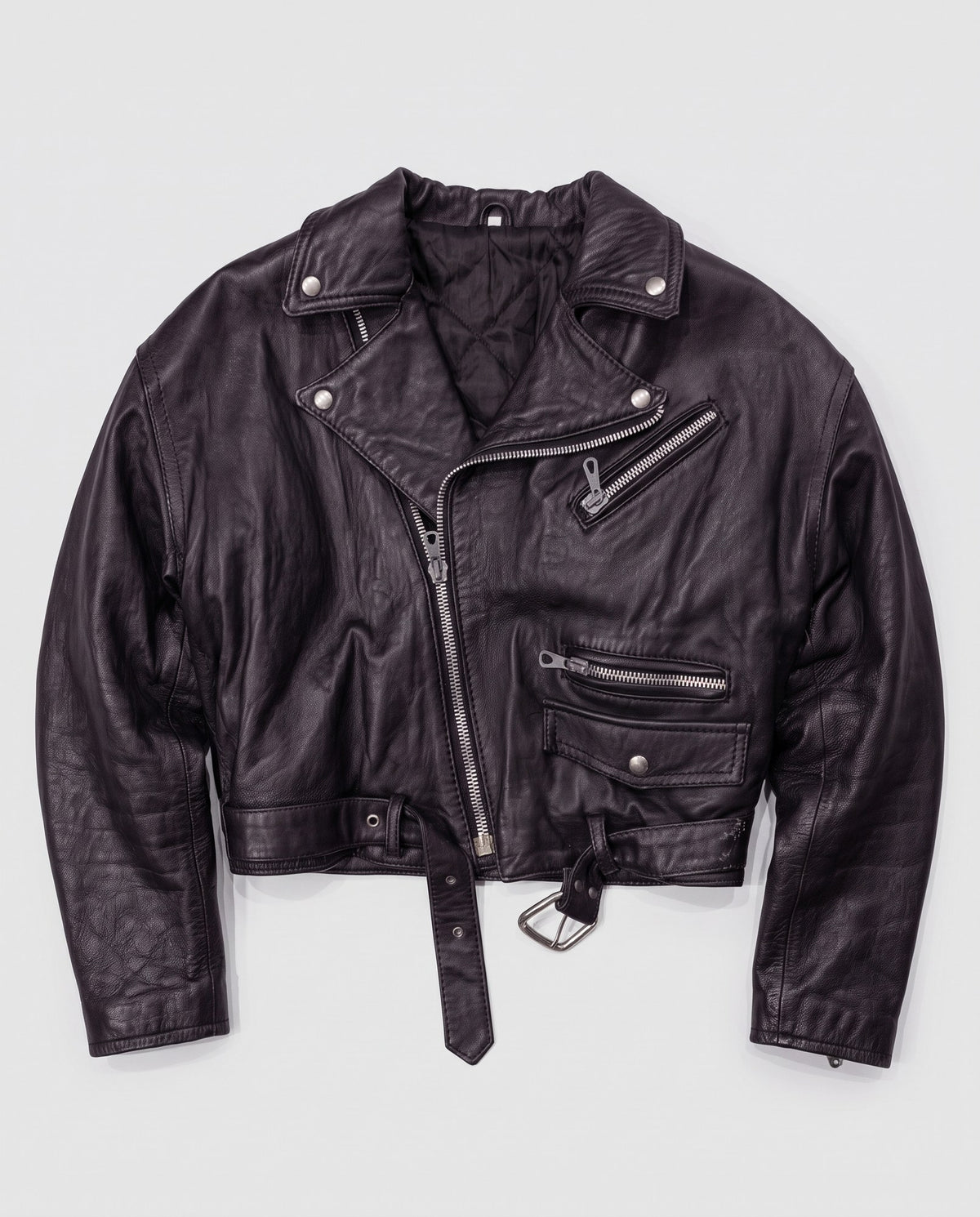 Bomber crop ecopelle nero donna vintage, fronte