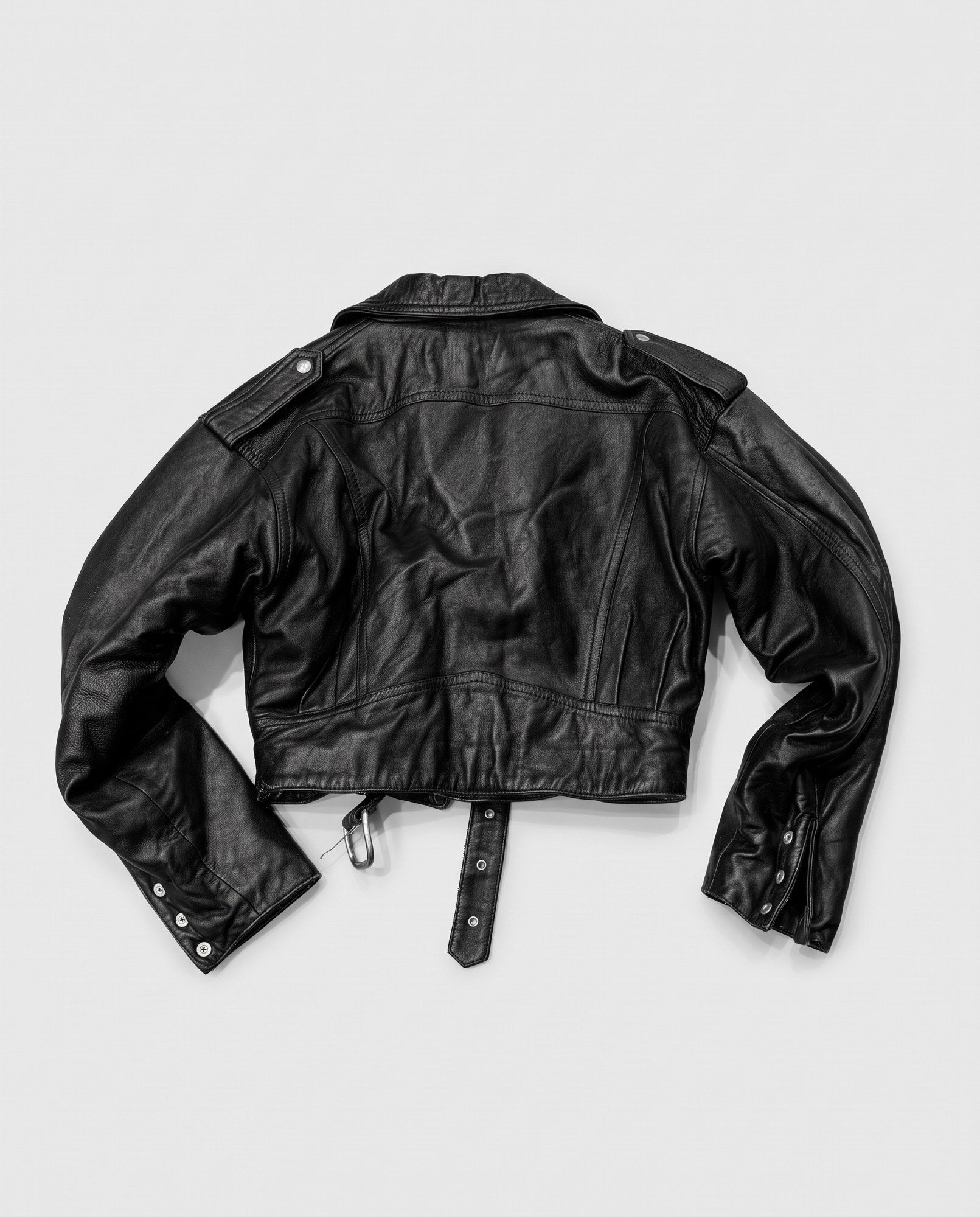 Bomber crop ecopelle nero, retro